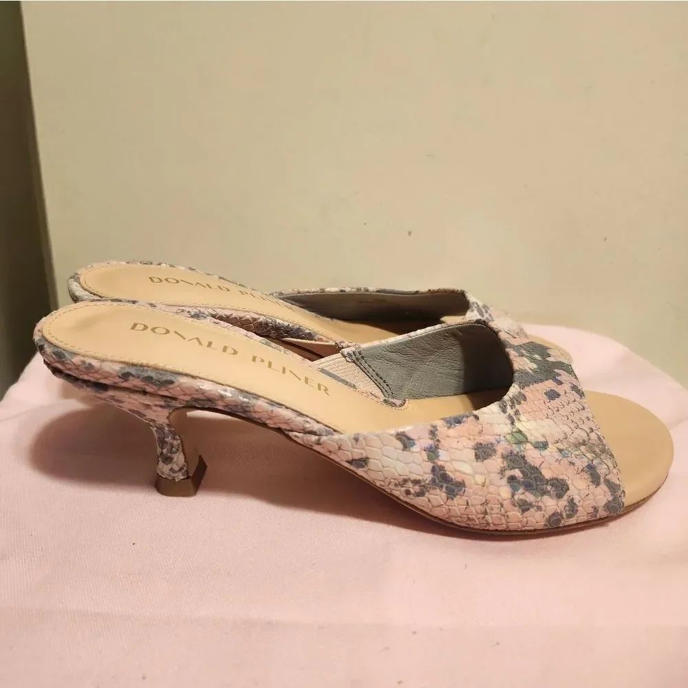 Donald J Pliner "Luis" Peach Python Print Leather Slide Sandals Sz.6 Ret.$235